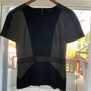 BCBG MazAzria Grey and Black Top with leather